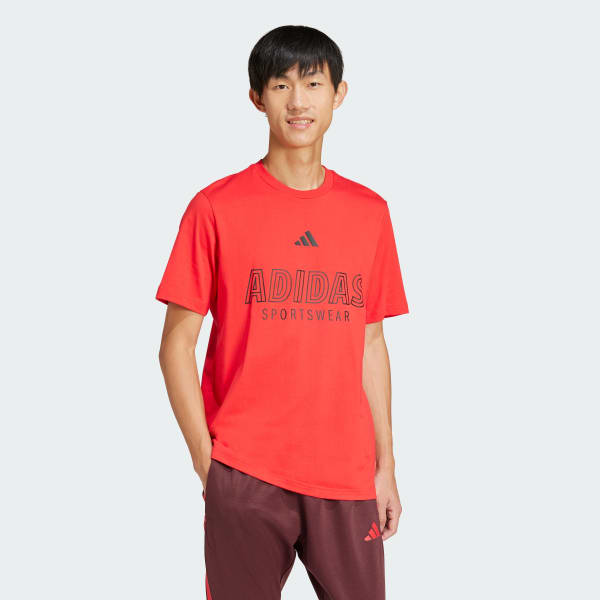 Vermelho Camiseta Estampada House of Tiro Linear