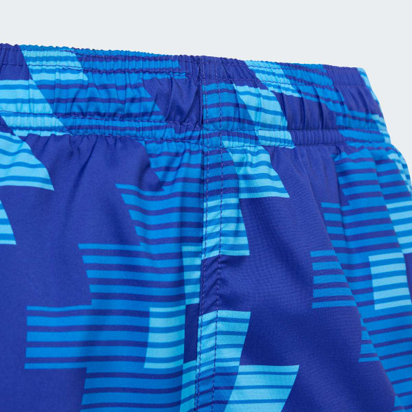 Blue Soccer-Inspired Graphic Swim Shorts