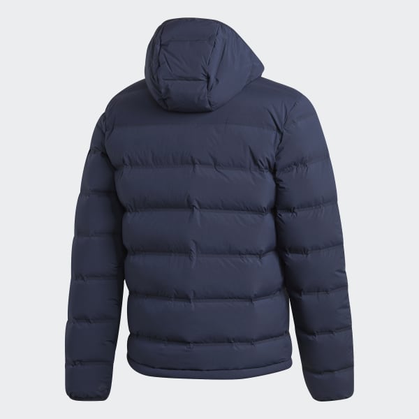 Blue Helionic Stretch Hooded Down Jacket