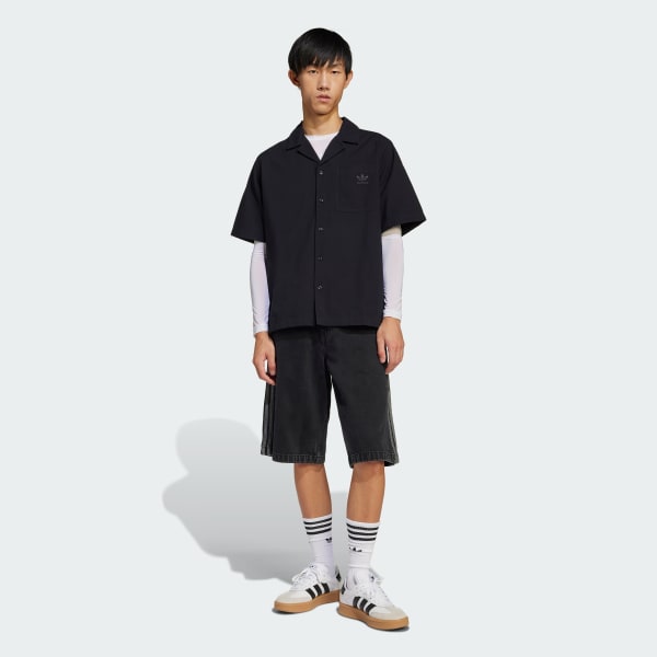 Negro Camisa manga corta Essentials Seersucker