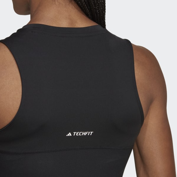 Schwarz Techfit Training Branded Tape Crop-Top N8904