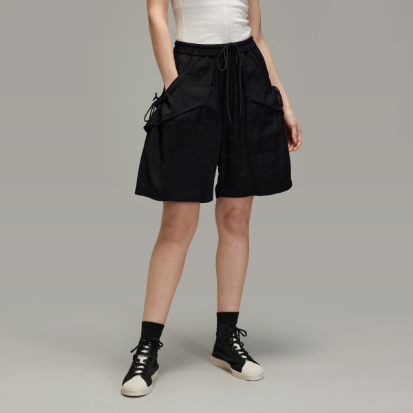 Black Y-3 Rayon Twill Shorts