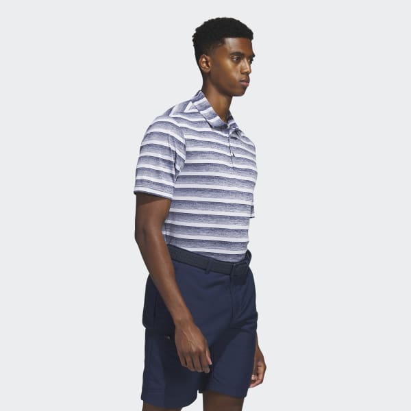 Blue Two-Color Striped Golf Polo Shirt