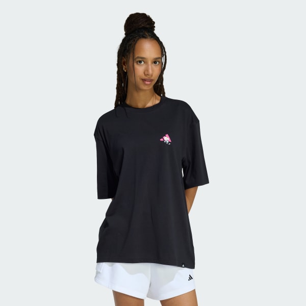 Black SOFT SIDE OVERSIZED GRAPHIC T-SHIRT