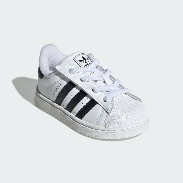 Blanco Zapatillas Superstar II con cordones elásticos para niños