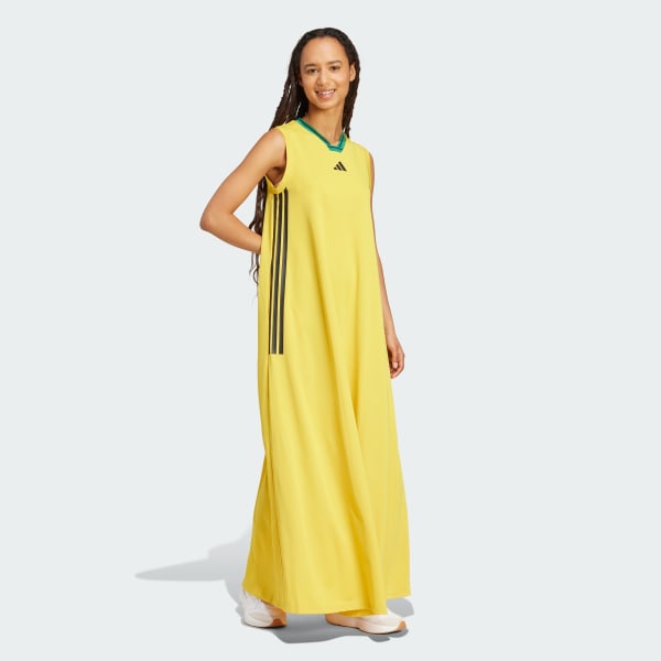Yellow Tiro Cut 3-Stripes Soft Mesh Long Dress