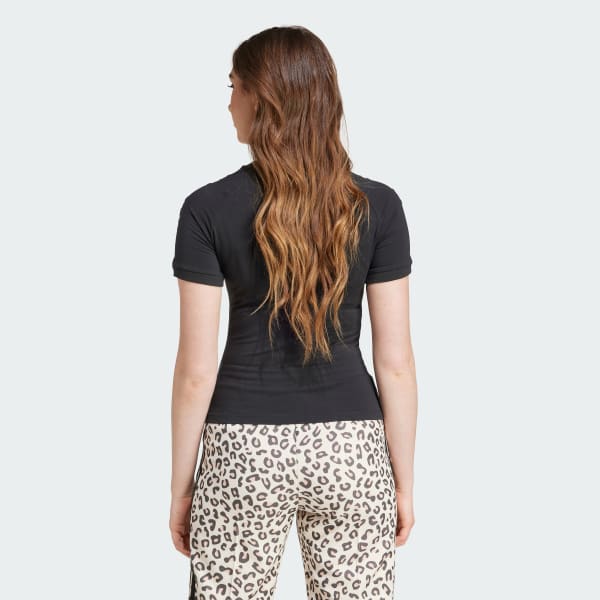 zwart Leopard 3-Stripes T-shirt