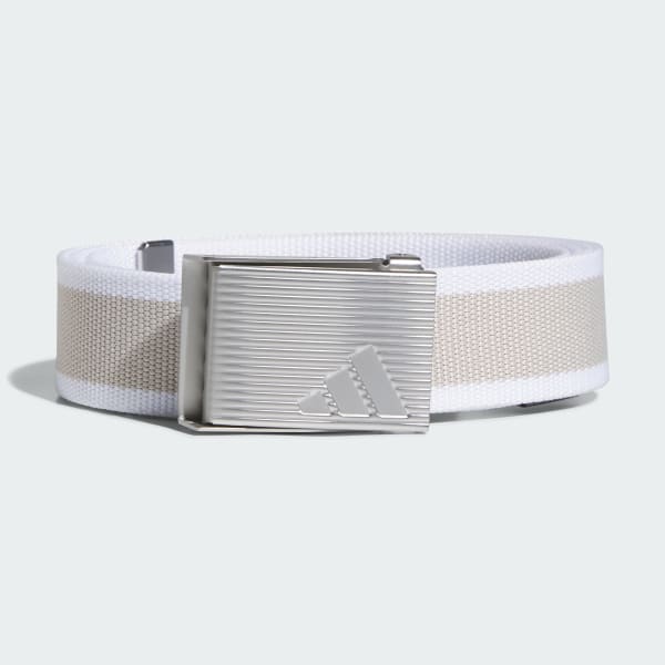 Vit Reversible Striped Webbing Bälte