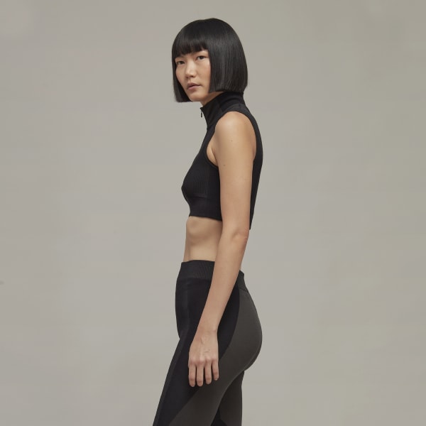 Black Y-3 Classic Seamless Knit Sport Top (Cropped) SF410