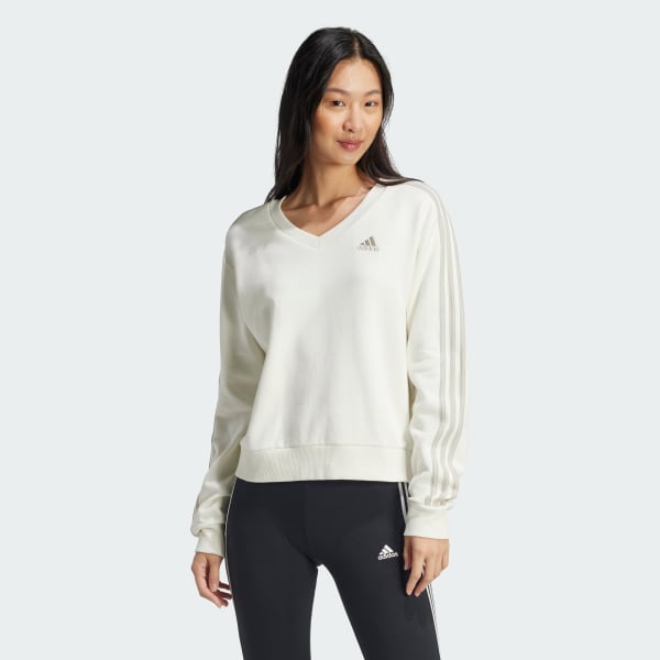 Essentials 3 Stripes V Neck Sweatshirt