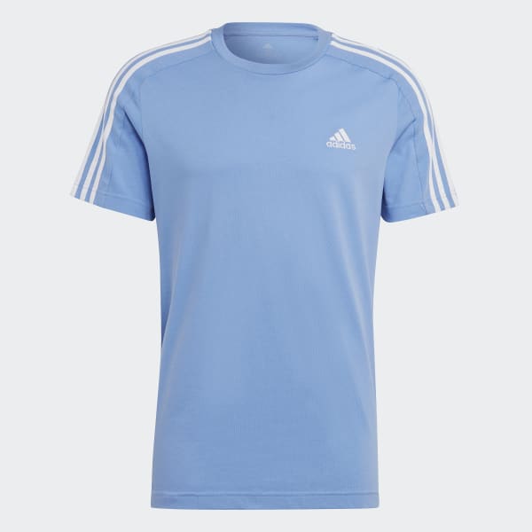 Blue Essentials Single Jersey 3-Stripes Tee