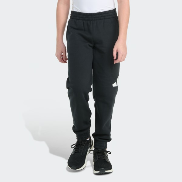 Black Elastic Waistband Essential Big Logo Fleece Jogger

