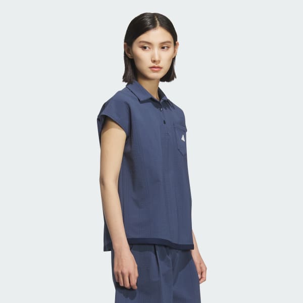 アディダス 【ゴルフ】シアサッカー 半袖ポロシャツ - ブルー
