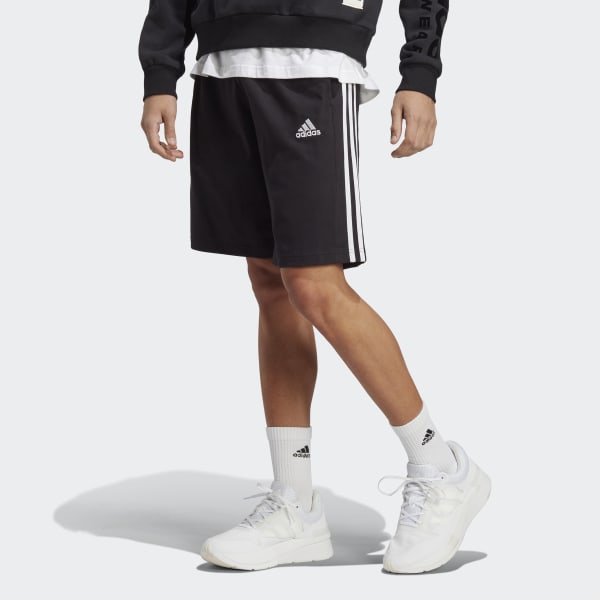 Black Essentials Single Jersey 3-Stripes Shorts