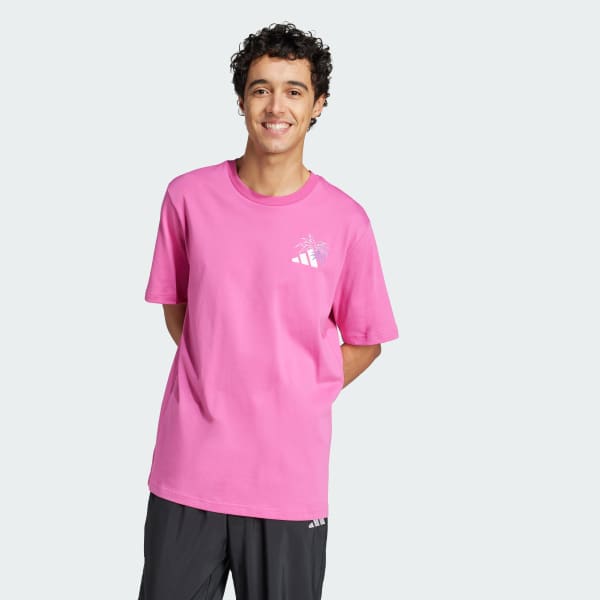 adidas Playera Lounge Bordada en Color Pastel Rosa adidas Mexico