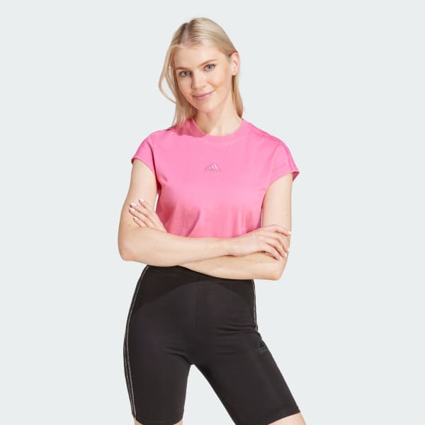 Rosa Camiseta Baby Look ALL SZN Três Listras Garment Wash