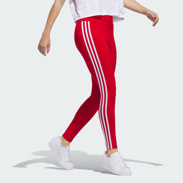 adidas Originals 3 stripe leggings in mauve