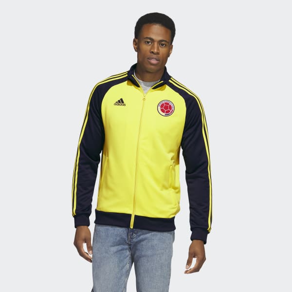Colombia National Team adidas DNA Full-Zip Raglan Track Jacket - Yellow/Navy