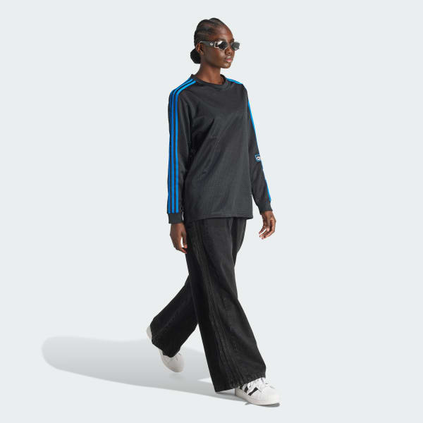 新品 アディダス セットアップ メッシュ 長袖カットソー 薄手 カラーブロック アディダス アディブレイク 長袖メッシュトップ - ブラック