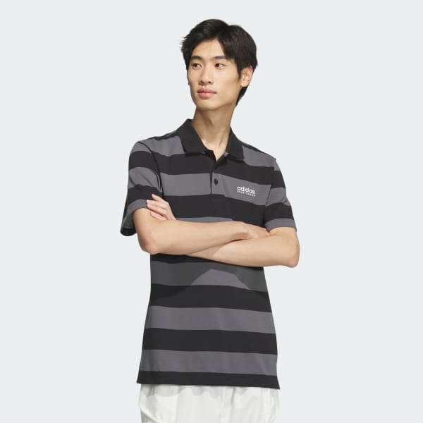 Black Piqué Stripe Polo Shirt