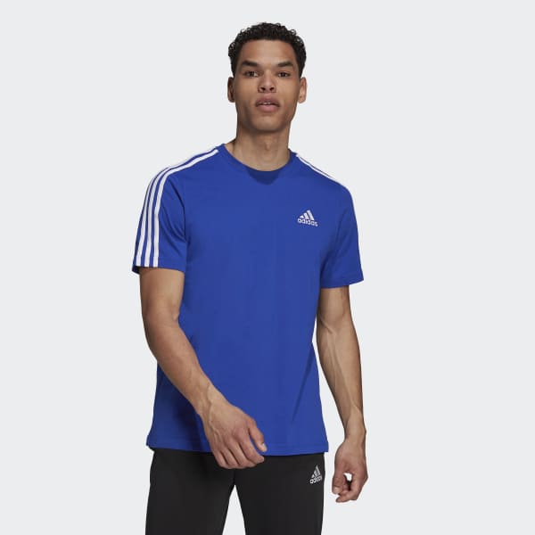 adidas Essentials 3-Stripes T-Shirt - Blue | adidas UK