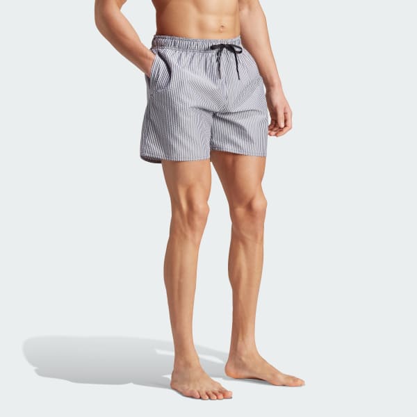 adidas Stripey Classics Swim Shorts Short Length - Blue | Men's 