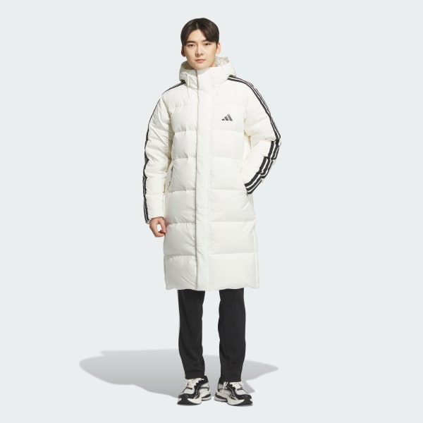 White 3-STRIPES REGULAR FIT LONG 다운 코트