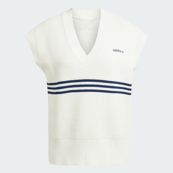 ヴィンテージadidas ベスト Vネック 白 ストライプ reonard_1-240001103786