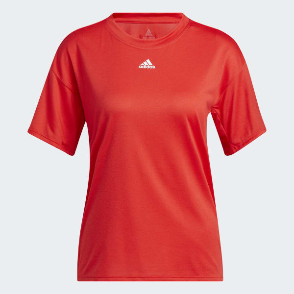 สีแดง เสื้อยืดเทรนนิง 3-Stripes AEROREADY