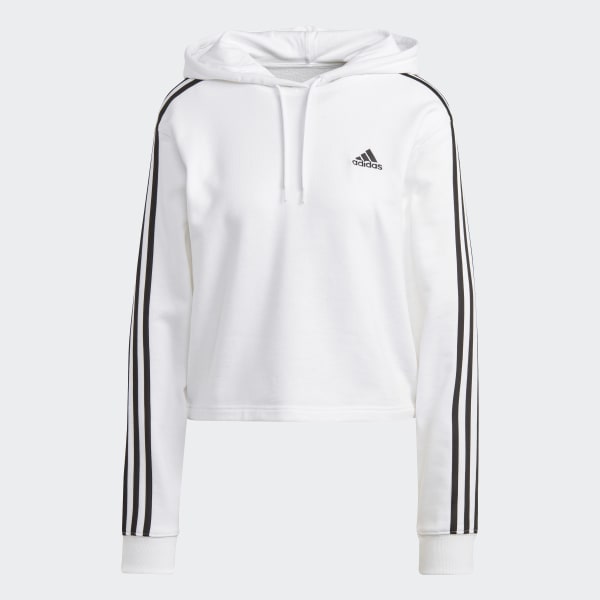 adidas Womens Essentials 3-Stripes French Terry Cropped Hoodie Sweatshirt,  Black/White, X-Small US : : Clothing, Shoes & Accessories