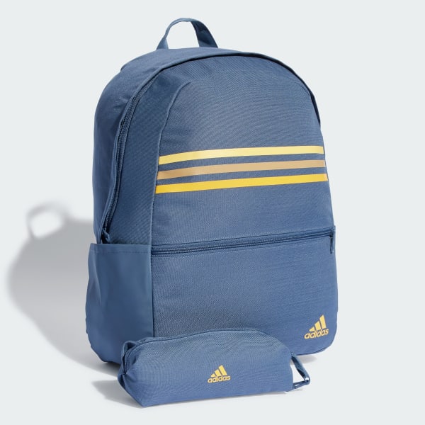 Blue Classic Horizontal 3-Stripes Backpack