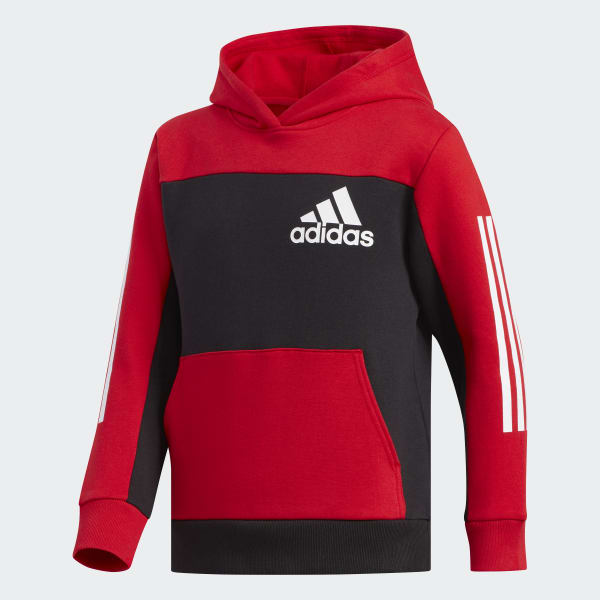 black adidas hoodie with red logo