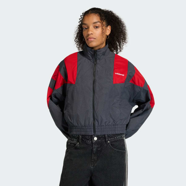 Svart BLOCKED WASHED ZIPPED TRACK TOP