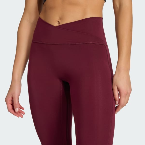 Weinrot 3-Streifen Studio All Me 7/8 X-Over Leggings