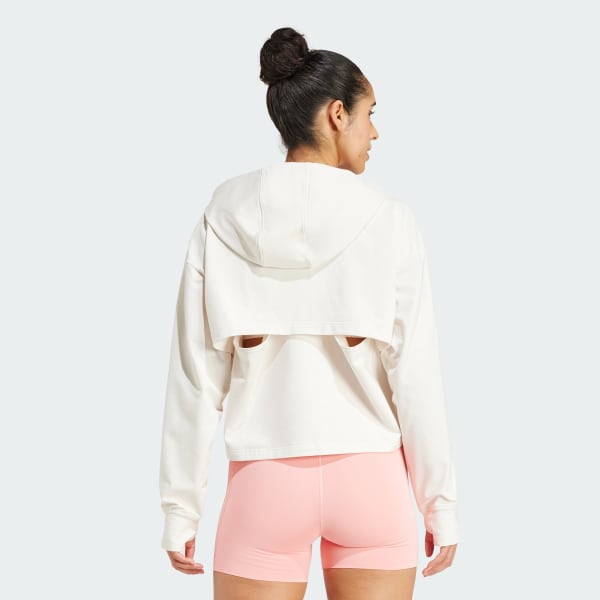 Blanc Sweat-Shirt à capuche aération dos coupe ample Power