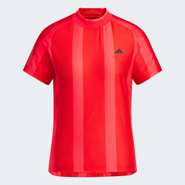 Red AEROREADY Adizero Bodymapping Jacquard Mock Neck Short Sleeve Shirt