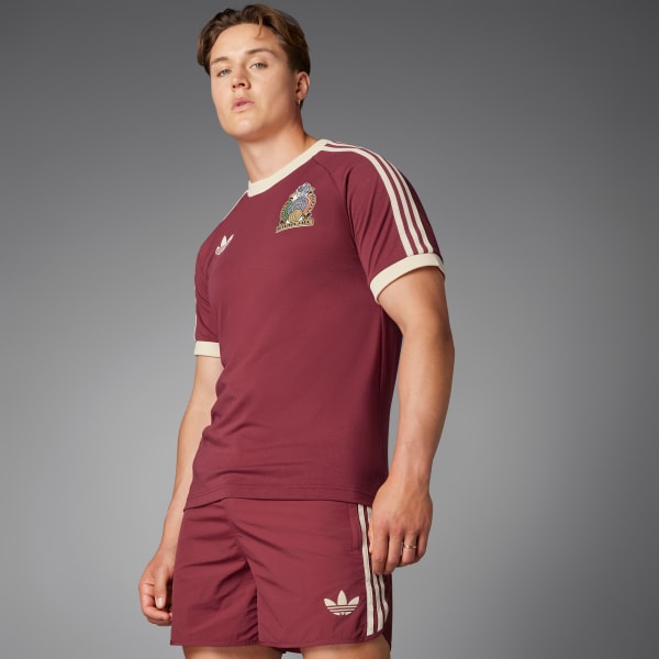 adidas Mexico Adicolor 3 Stripes T Shirt Burgundy adidas Ireland