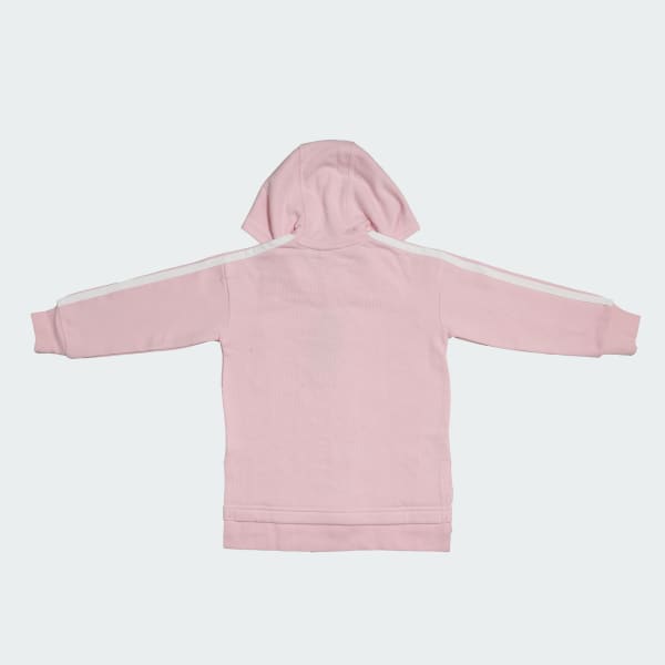Pink 3 Stripes Full Length Hooded Set Kids