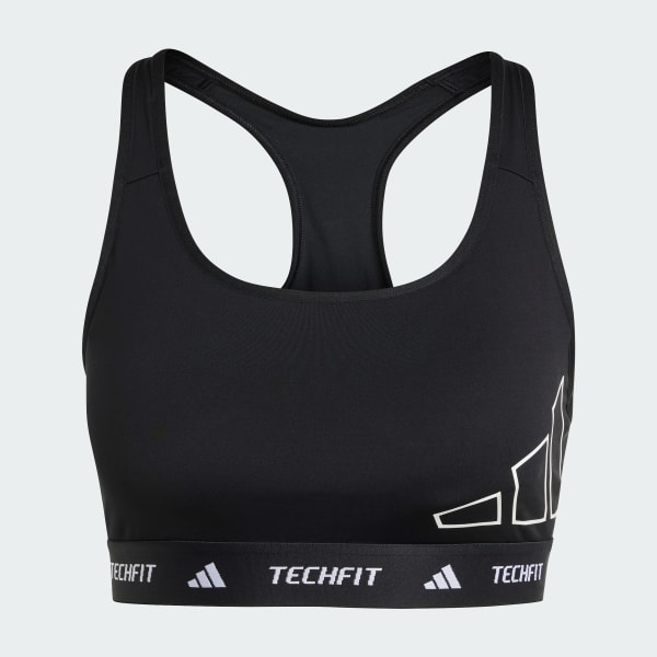 Black TECHFIT Medium-Support Graphic Bra