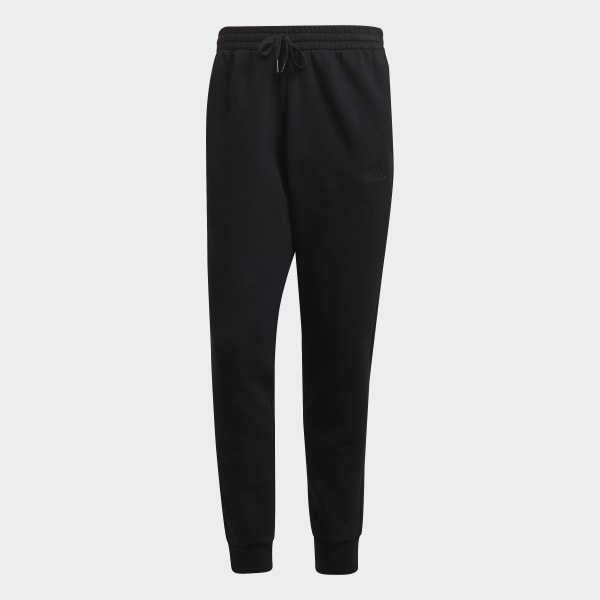 Negro Pantalón Essentials Fleece Tapered Cuff 3 bandas