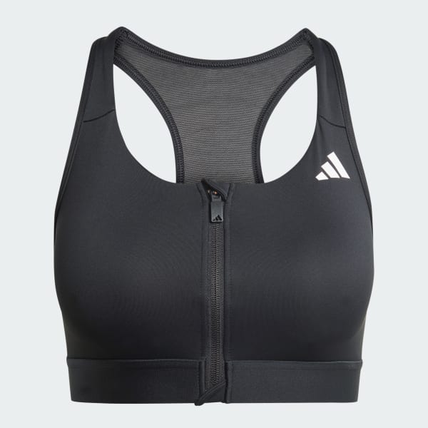 Hitam Bra Zip Training Medium-Support Powerreact