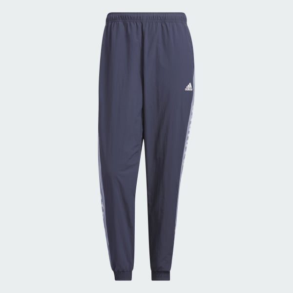 Bla Wording Loose Fit Wrinkled Nylon Woven Brushed Tricot Lined Pants (Gender Neutral)