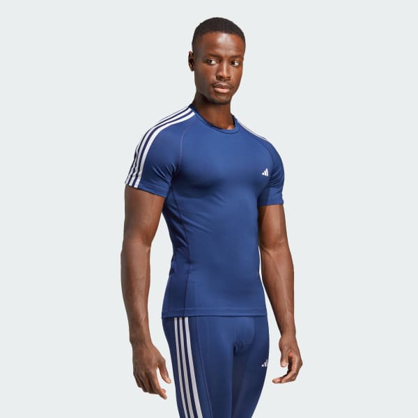 Blauw Techfit 3-Stripes Training T-shirt