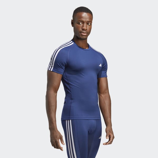retroceder proposición Arne adidas Techfit 3-Stripes Training Tee - Blue | Men's Training | adidas US