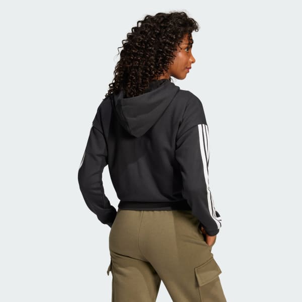 Nero Felpa con cappuccio Essentials 3-Stripes French Terry Full-Zip