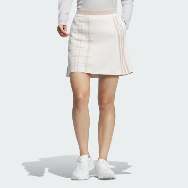 White 풀 패션 3-스트라이프 및 체크 스커트