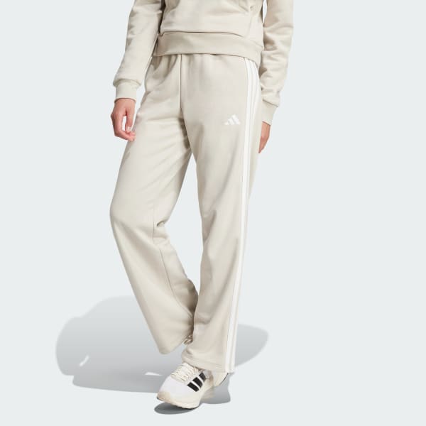 Beige Pantaloni Essentials 3-Stripes Open Hem French Terry