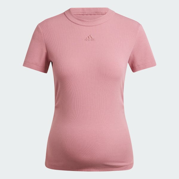 Rosa Playera Acanalada Ajustada (Maternidad)