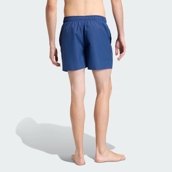 Blau Seersucker Gestreifte Badeshorts 5 Zoll