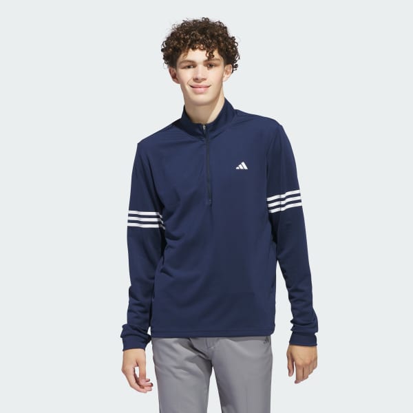 Blue Adi 3-Stripes Half-Zip Top
